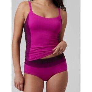 2pc Athleta Coastline Fuscia Pink Tankini Top 34B/C Bottoms Small